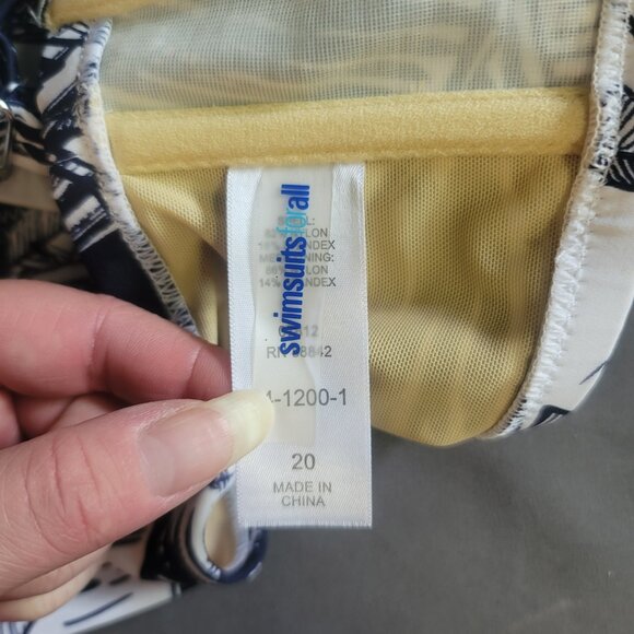 Swimsuits For All Bikini Set Womens 20 White Black Tropical Tummy Control Beach - Picture 10 of 14